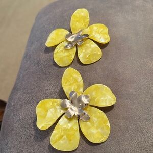 Yellow Acrylic Flower Earrings